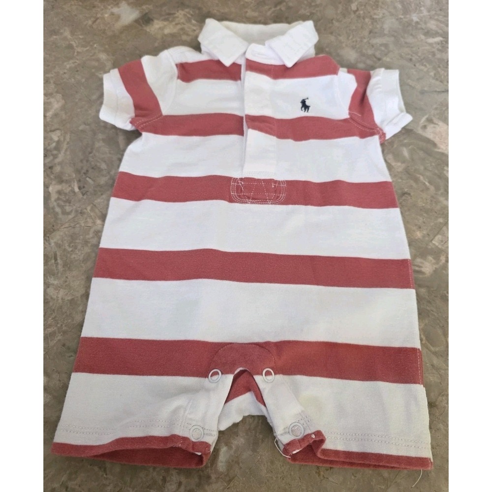 Ralph Lauren Polo Girls Red White Striped One Piece Jumper 3 Months L Patriotic